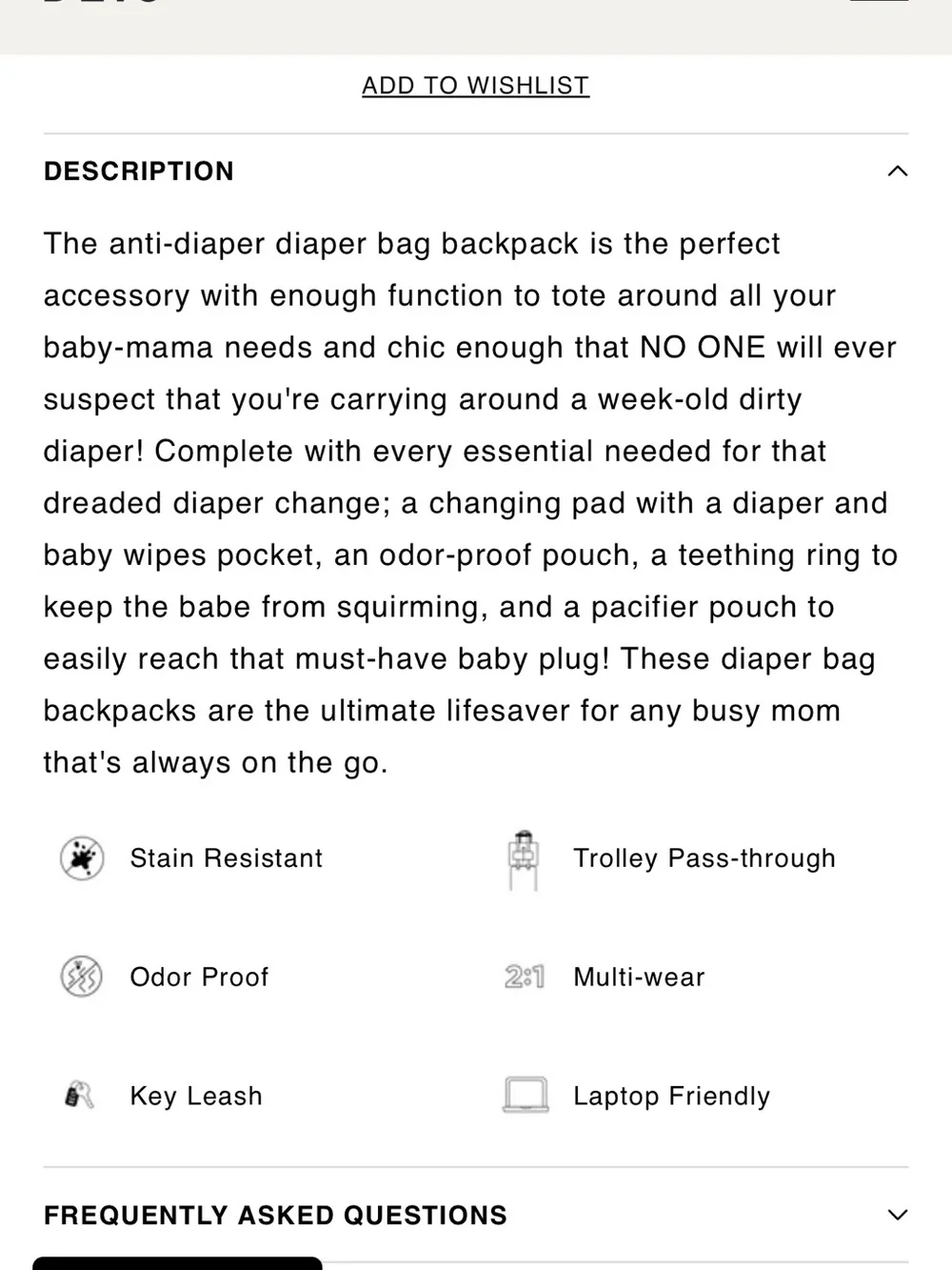 BEIS The Backpack Diaper Bag in Black